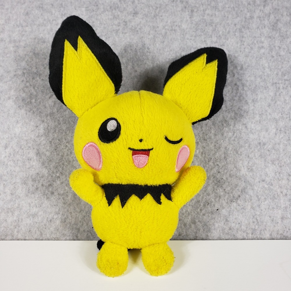 Banpresto Pokemon Pichu Plush 2016 Relax Time Winking 8" Yellow Japan MPN 36865